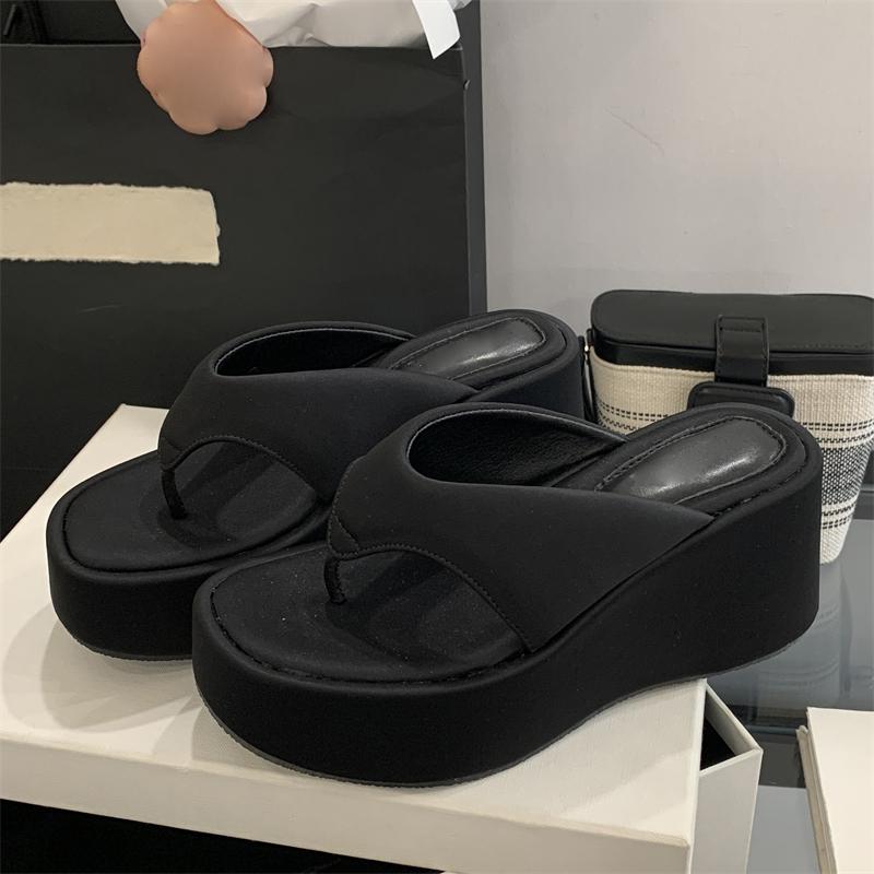 Fashion Eilyken New Fashion Clip Toe Leopard Print Platform Wedge Woman Slippers Summer Chunky High Heels FLIP FLOPS Shoes