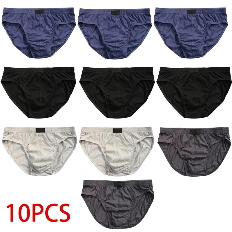10 шт. Хлопковые мужские трусы-слипы с принтом, нижнее белье, свободные, большого размера, влагопоглощающие, дышащие