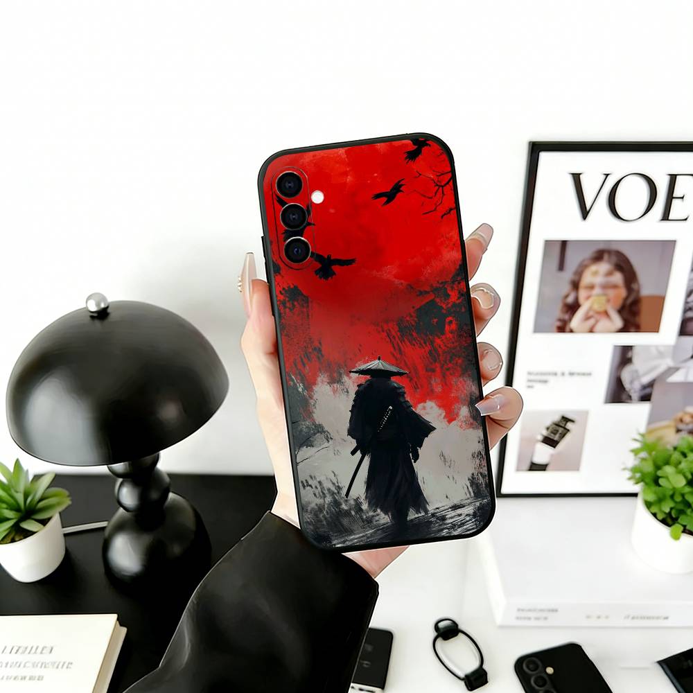J-Японский Бусидо S-Самурай Чехол для Телефона Для Samsung Galaxy A73,A72,A71,A70,A53,A52,A51,Мягкий Силиконовый Черный Чехол