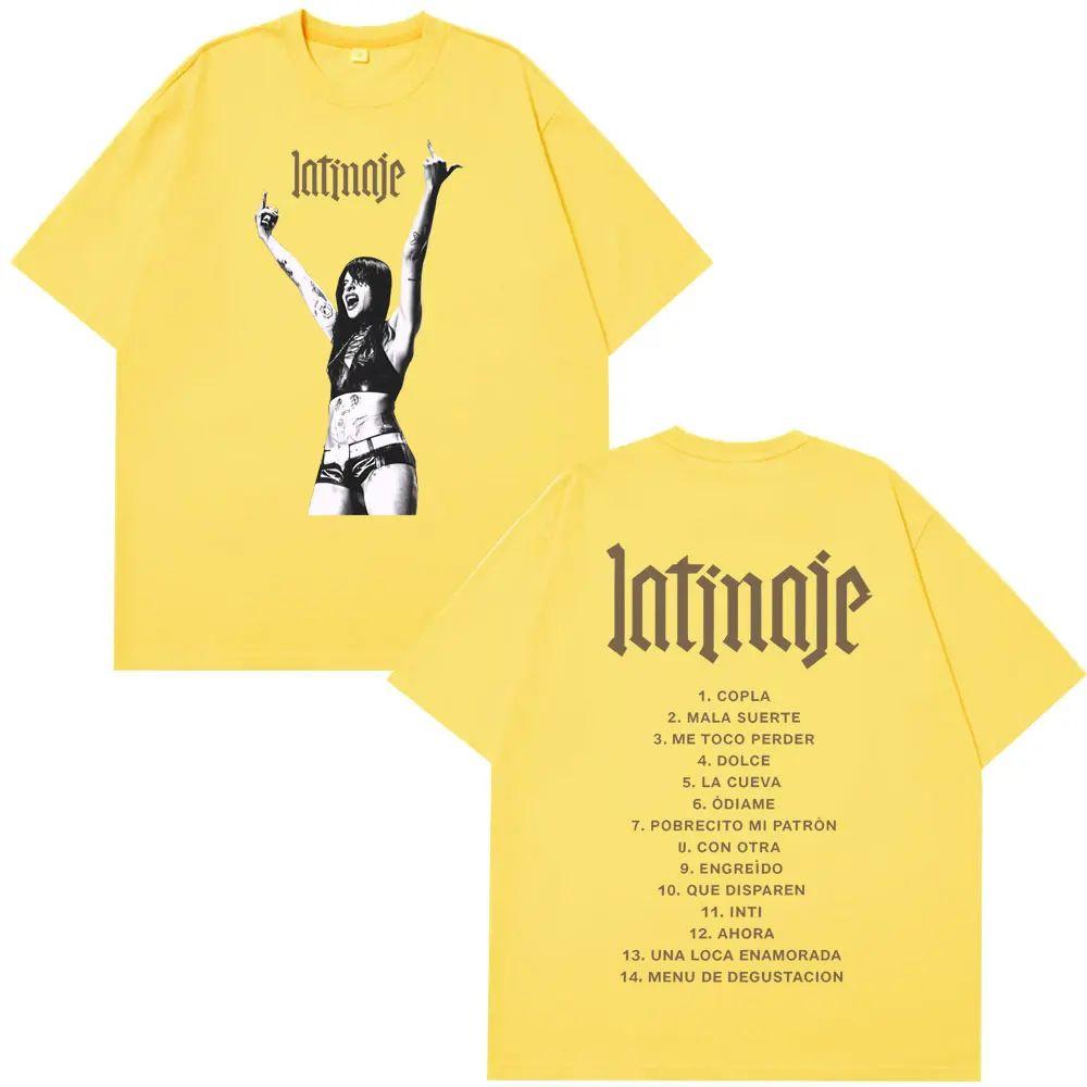 Harajuku Tshirt Singer Cazzu Latinaje Album Vintage Graphic T Shirt Y2k Fashion Shortsleeved Casual Loose Tshirts Unisex