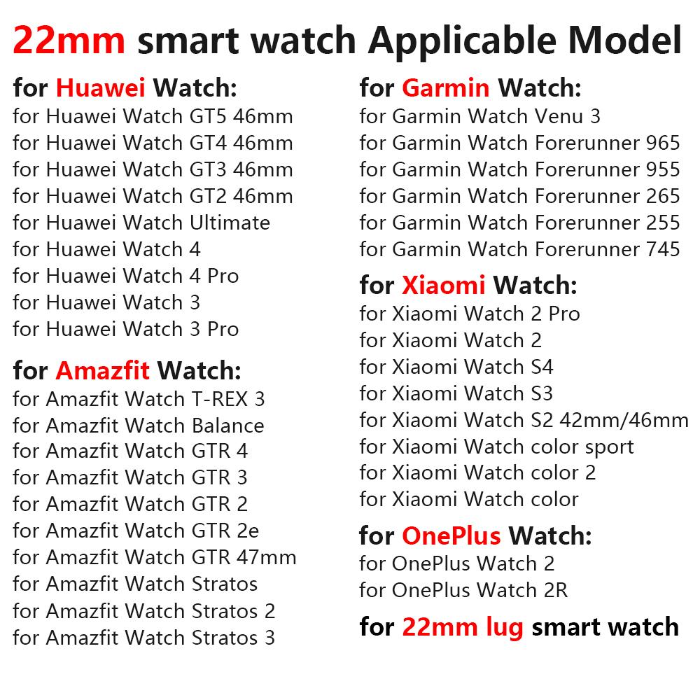 22 мм резиновый петлевой ремешок для huawei GT5 GT4 46 мм amazfit balance GTR 4 sports 20 мм мужской ремешок для samsung galaxy 7/6/5/4 44 мм 40 мм