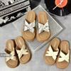 Туфли-шлепанцы на платформе-маффин женские летние 2025 новые ретро-принт универсальные с юбкой крест с пляжными сандалиями