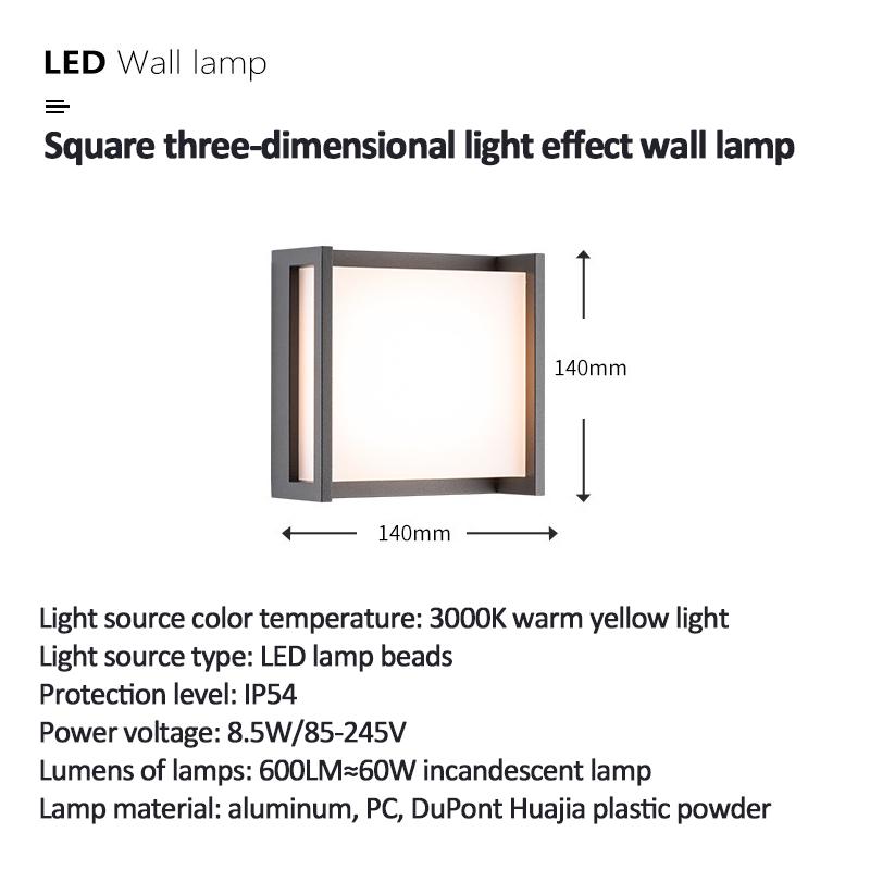 Уличный светодиодный настенный светильник, украшение, современный водонепроницаемый светильник для крыльца, балкона, настенное освещение IP54, энергосберегающий светильник для террасы, садовый настенный светильник
