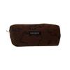 Soft Cotton Bear Print Velvet Canvas Pencil Case Korean Style Large Capacity Stationery Box Pencil Bag Brown