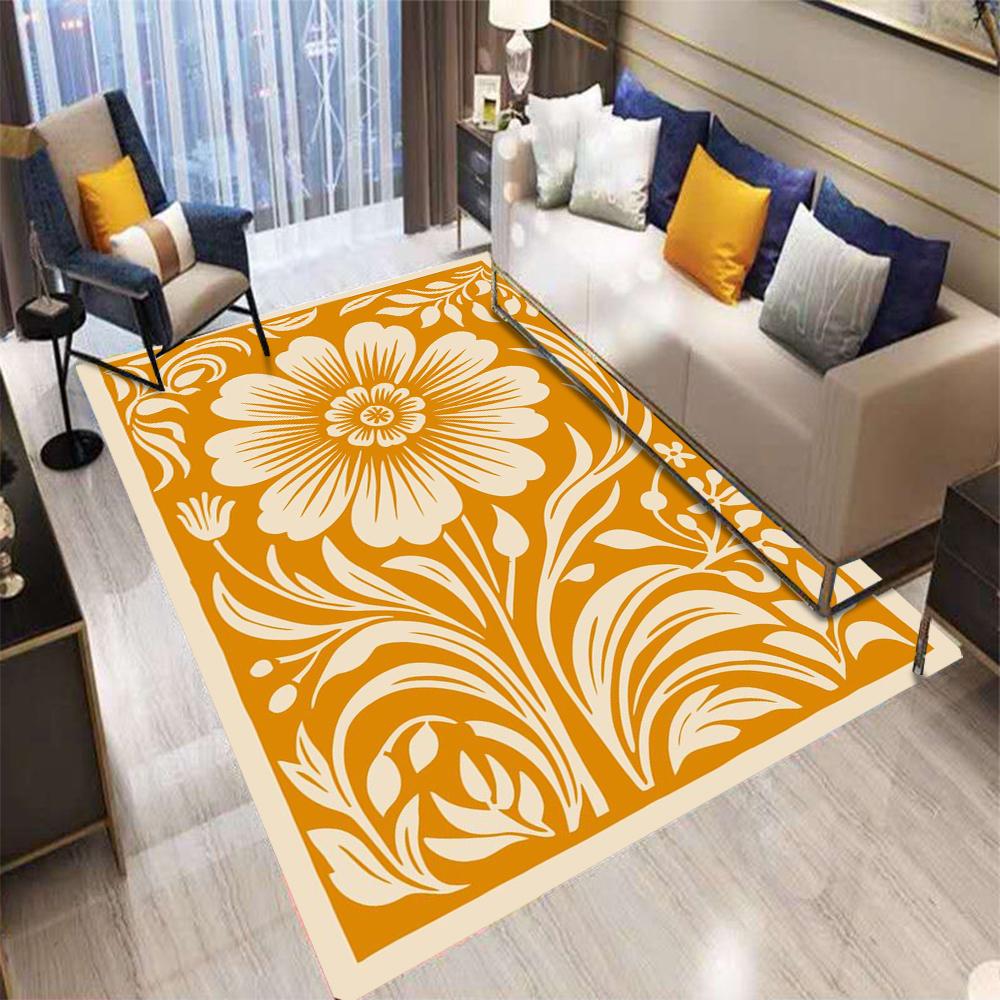 Retro Bohemian Style Color Flowers Carpet Living Room Sofa Bedroom Kitchen Entrance Door Mat Non-Slip Home Decor Rug