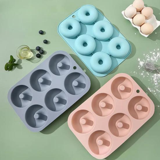 6Pcs Silicone Baking Mold Set for Oven Air Fryer Square Donut Muffin Toast Bread Mold Non-Stick Easy-Release Essential Home Baking Kit