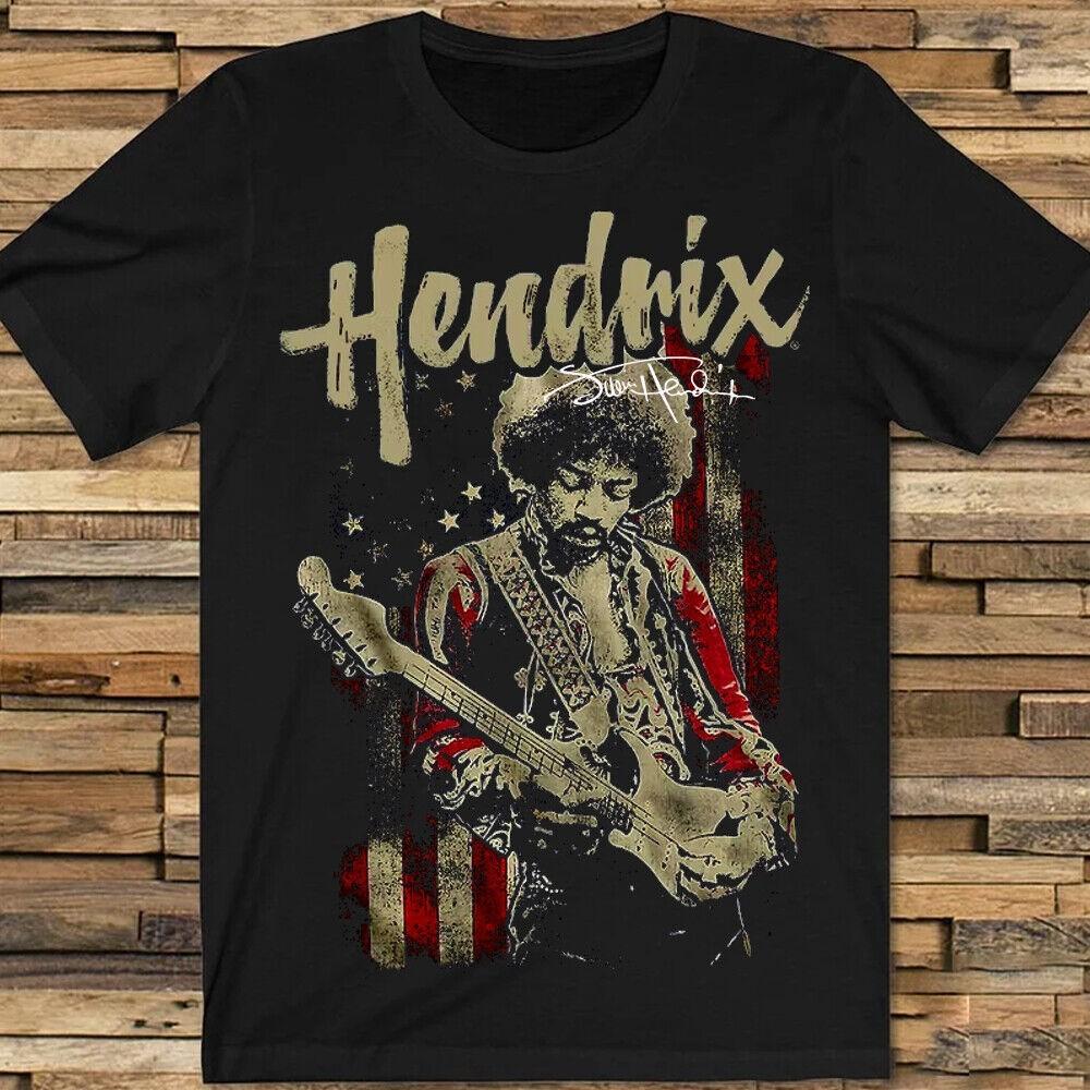Горячая футболка Jimi Hendrix с гитарой и флагом США Черная Все размеры Унисекс футболка 1C230