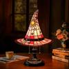Halloween Witch Hat Lamp Resin Ornament USB Plug-in Light Decor, Festive Table Lamp