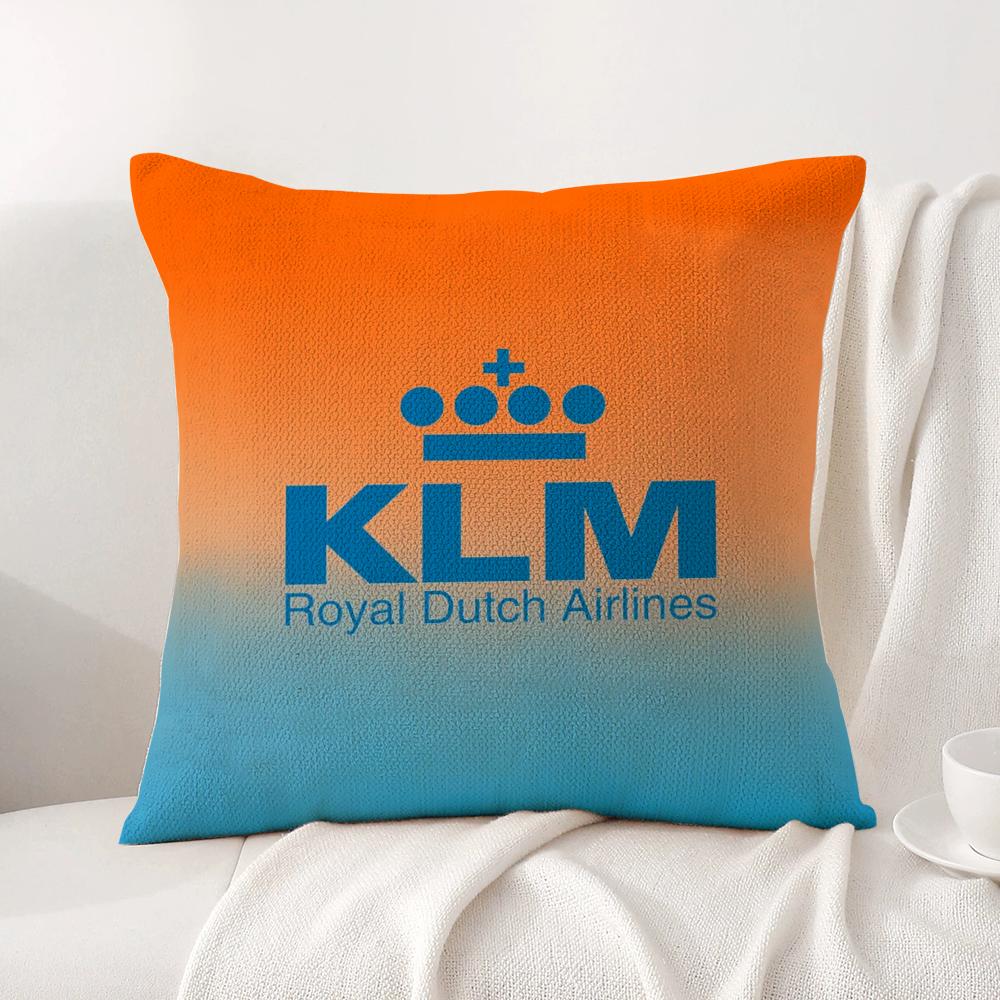 Нидерланды K-Klm R-Королевские голландские авиалинии Наволочка Летняя прохлада Льняная ткань Двусторонняя печать Наволочка Декор для дома