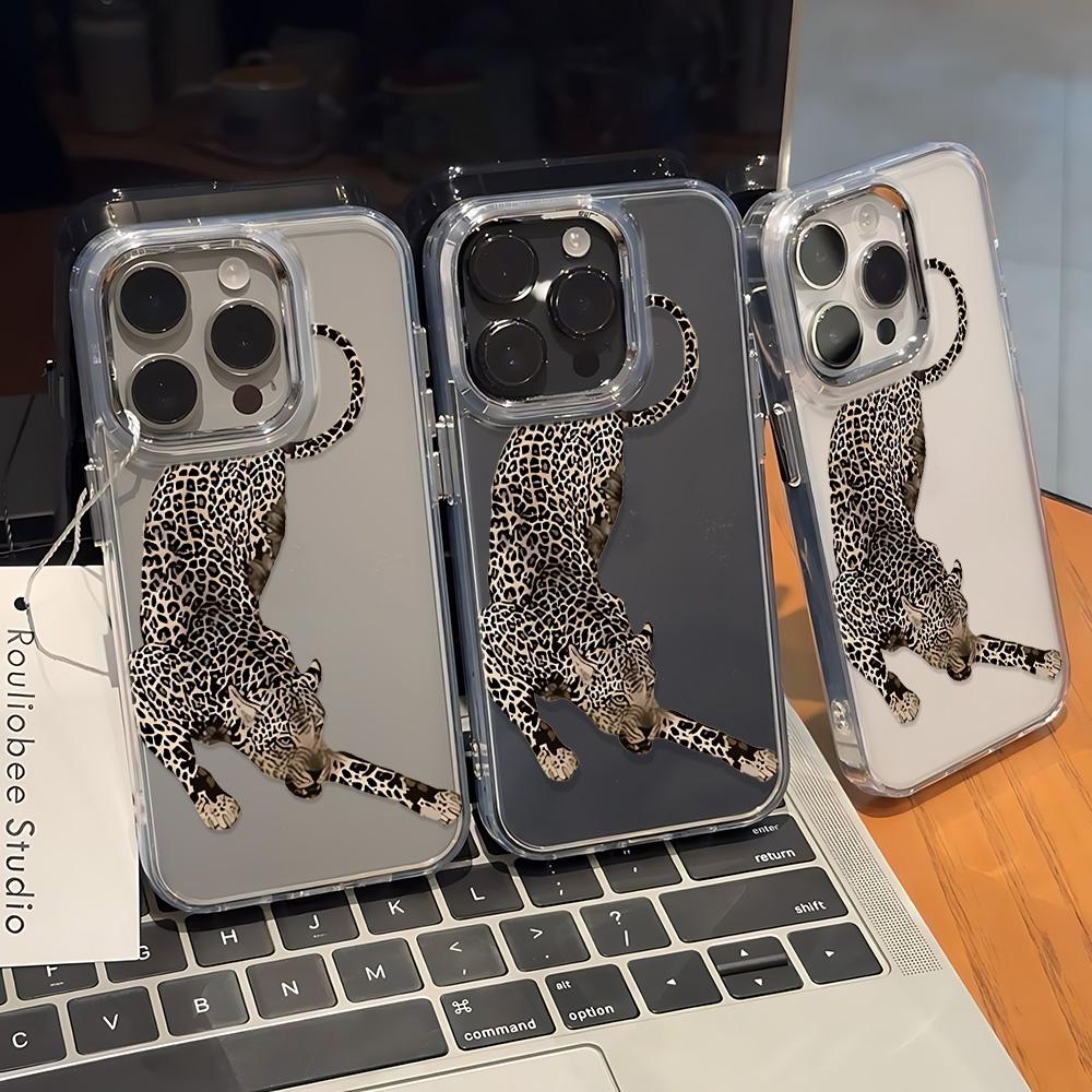 Мощный леопард Чехол для телефона Для iPhone 17 Air 16 Pro Max 15 14 Plus 13 12 11 17E 16E Ударопрочный силиконовый задний чехол