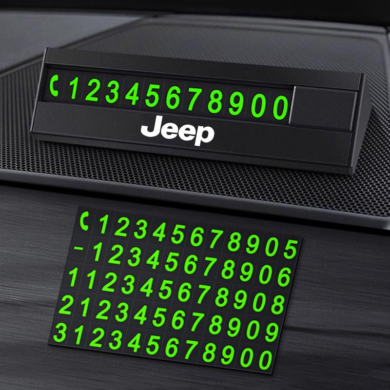 Car Temporary Parking Card Magnetic Phone Number Plate For Jeep Grand Cherokee Wrangler JK Gladiator Compass Renegade Wagoneer