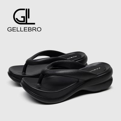 Шлепанцы на танкетке, женские, на толстой подошве, пляжная обувь, простые сандалии на высоком каблуке