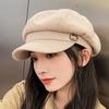 Women's Autumn Winter Korean Fashion Cap Solid Color Duck Tongue Hat Double C British Retro Octagonal Hat