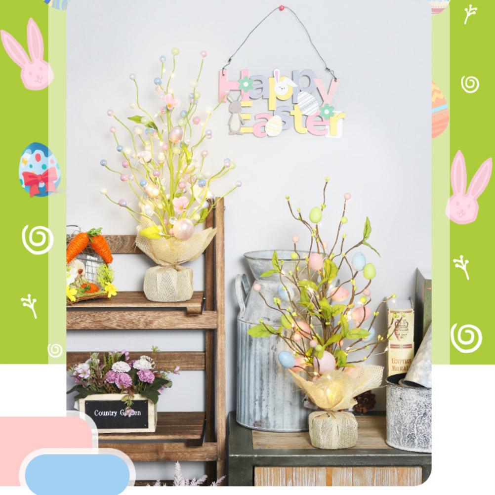 45 см светодиодные фонари пасхальное яйцо украшение дерево пасхальные украшения яйца дерево домашний стол декор сцена