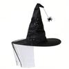 With Veil Halloween Witch Hat Mesh Yarn Cover Masquerade Cap Cosplay Accessories  Women's Costume