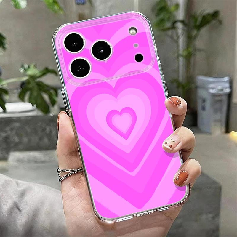 Шелковый Чехол с Узором Сердечки для iPhone 17 Pro Max Coque iPhone 16 15 14 13 Pro Max 11 Прозрачный Мягкий Силиконовый Чехол из ТПУ