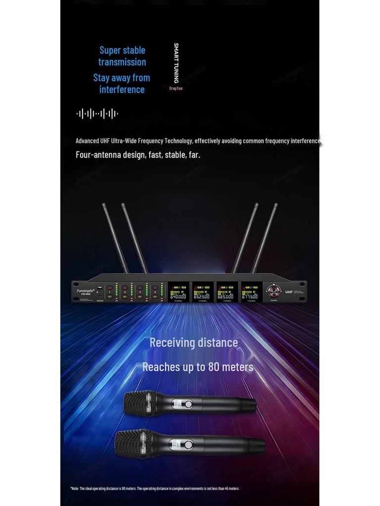 Беспроводной UHF микрофон-гарнитура на гибкой стойке - Инфракрасное согласование частоты 1-к-4 для конференц-залов и учебных помещений