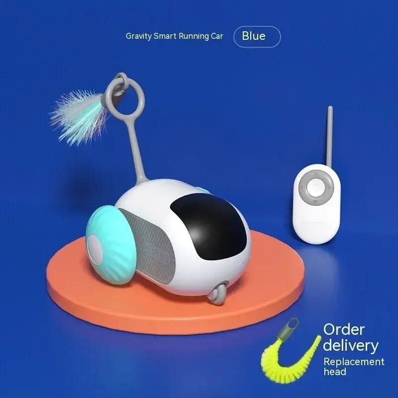 Умная игрушка для кошек с дистанционным управлением, активная катающаяся машинка, вращающаяся, с USB-подзарядкой, электрическая игрушка для домашних питомцев, для комнатных кошек/котят, маленьких собак, интерактивная