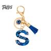 Брелок-подвеска серии Talos Blue, Брелок с подвеской в виде начальной буквы с дизайном в виде глаз и кисточки, Держатель от A до Z для сумок, рюкзаков, автомобилей, аксессуары
