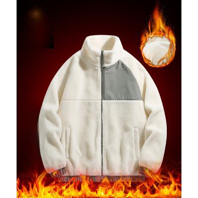 Осенне-зимняя женская куртка из овечьей шерсти Plus Velvet, повседневная флисовая куртка с воротником-стойкой, свободная теплая куртка для мужчин