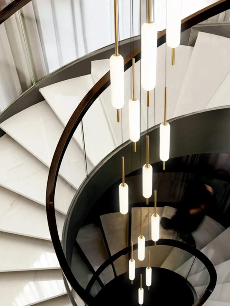 Длинная светодиодная люстра золотисто-черная линия подвесные светильники составная мансарда гостиная столовая торговый центр лестница люстра