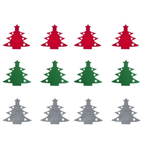 Рождественский чехол-подставка для столовых приборов в форме елки/сердца, кармашки-держатели для ножей, вилок, столовой посуды из фетра, чехлы для столовых приборов для новогодней вечеринки, украшение обеденного стола