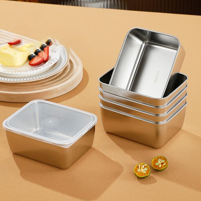 Подносы для хранения продуктов из нержавеющей стали, прямоугольные подносы для колбасы, лапши, фруктовой тарелки с крышкой, органайзеры для домашней кухни, контейнер для еды