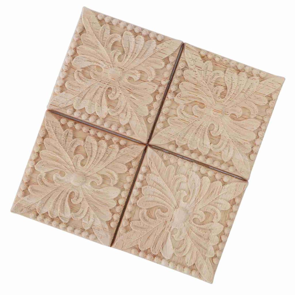 4шт резьба клетчатая аппликация неокрашенная наклейка для украшения мебели (В)