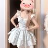 (Original Jacquard) Sweet and cute little flying sleeve dress, summer daughter feeling, waist and thin princess style tutu