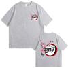Anime Demon Slayer Cherry Blossom Logo Print T-shirt Male Summer Casual Oversized T Shirt Men Women Fashion Cotton Short Sleeves