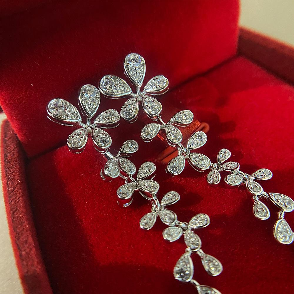 Gica Gema Серьги с высокоуглеродистыми бриллиантами, стерлинговое серебро 925 пробы, 47 мм, серьги-капли, уникальный дизайн, романтические ювелирные украшения, подарки для свадебной вечеринки, новая тенденция