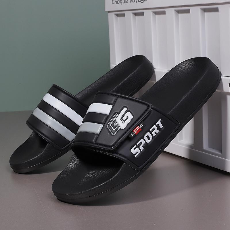 New Mens Slippers Velcro Strap Slipper Lightweight Slide Summer Beach Shoe Soft Mules Slide Flip Men Big Size Sandal Casual Clog