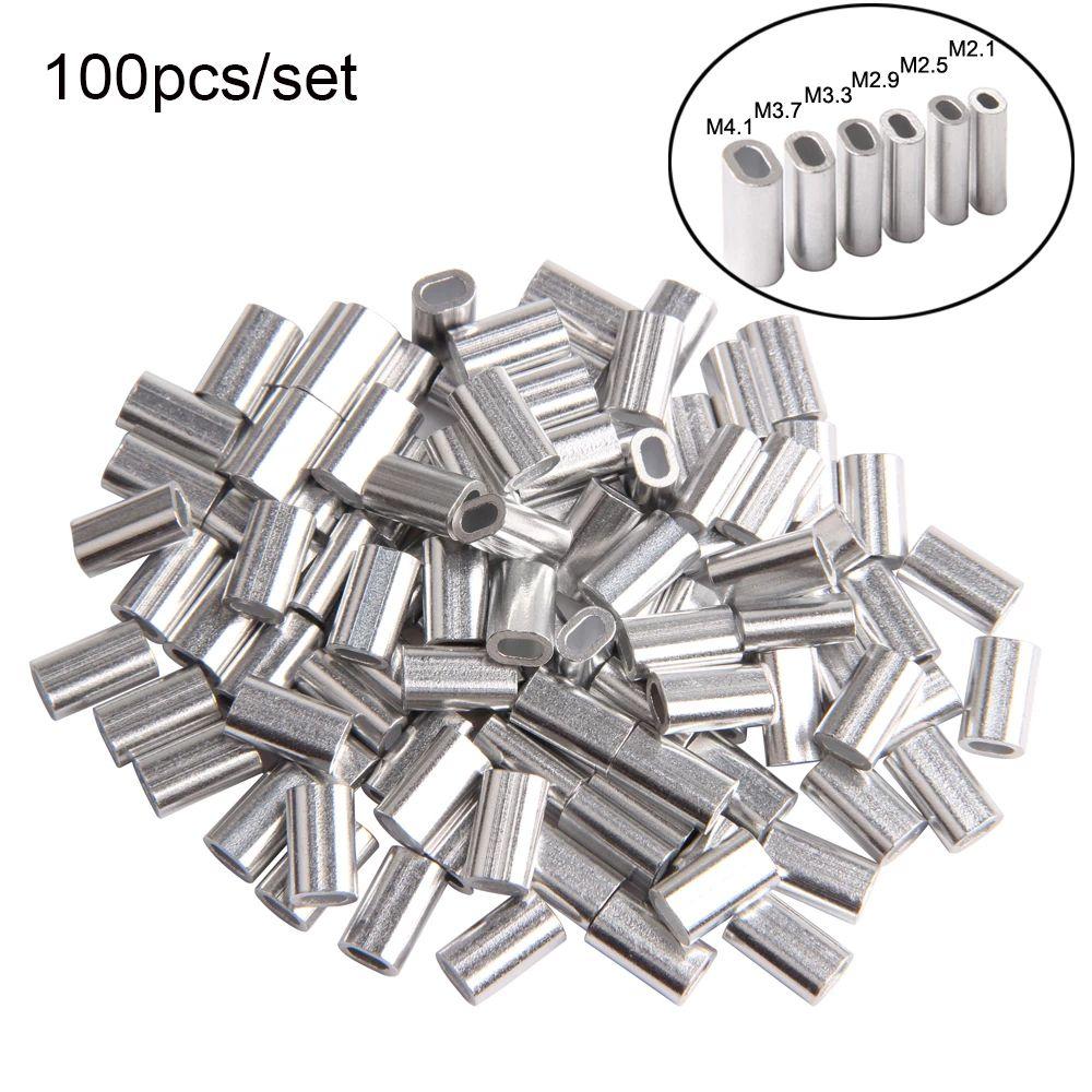 Oval 1.0-2.0mm Line Crimping Sleeves Double Aluminum Tube Fishing Wire Tube Wire Crimp Connector