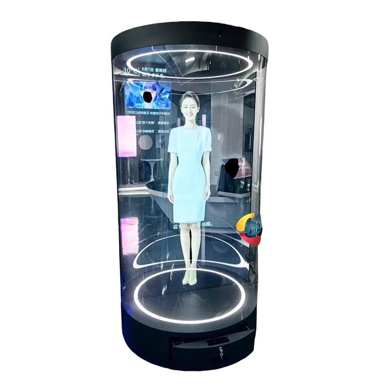 75" AI Holographic Pod with Naked-Eye 3D Display for Interactive Digital Human Guest Welcome