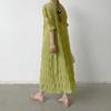 Women's Gentle and Elegant Pleated Texture Long Skirt Loose Casual Lantern Short-sleeved Chiffon Dress