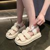 Мода 2024 года, горячая распродажа женской обуви, женские сандалии с пряжкой на ремешке, модные однотонные повседневные сандалии, женские летние босоножки с открытым носком