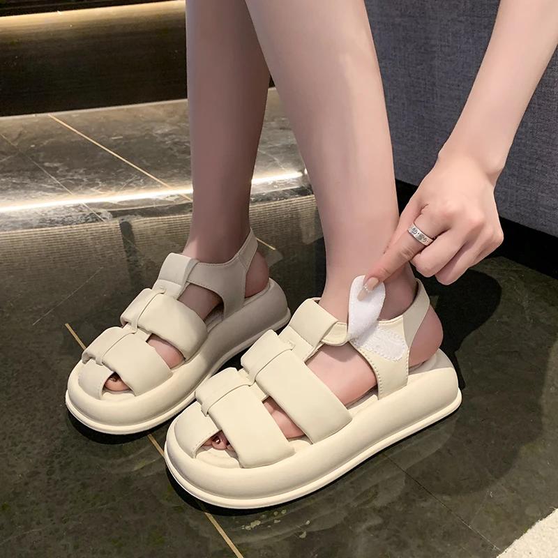 Fashion 2024 Hot Sale Women's Shoes Buckle Strap Women's Sandals Fashion Solid Casual Sandals Women Summer Slingbacks Toe Cap Sandals