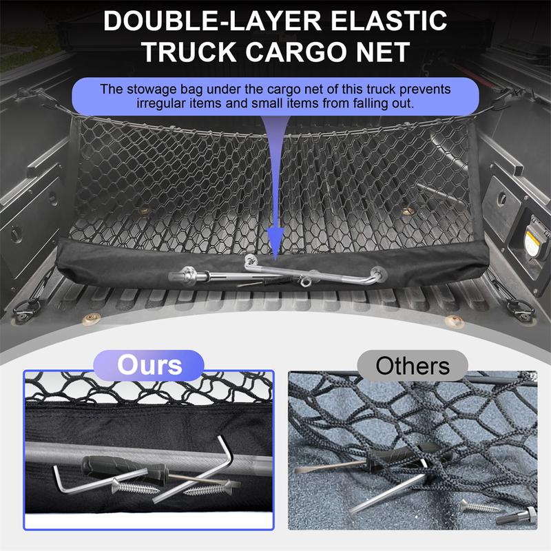 For Toyota Tacoma 2018-2025 Envelope Style Cargo Net Luggage Net Cargo Organizer Storage Stretchable Car Mesh Network Pocket