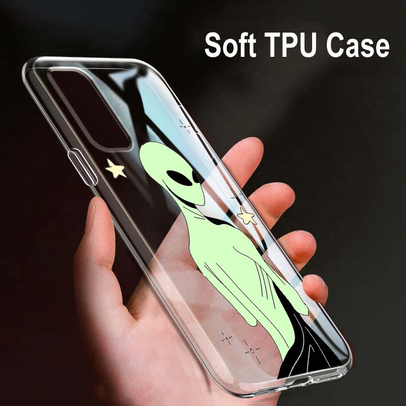 Cartoon Alien Art For OPPO Reno7 SE 6 5 Z F 4G 5G Find X2 X3 Neo Lite Pro Plus Transparent Soft Phone Case Coque