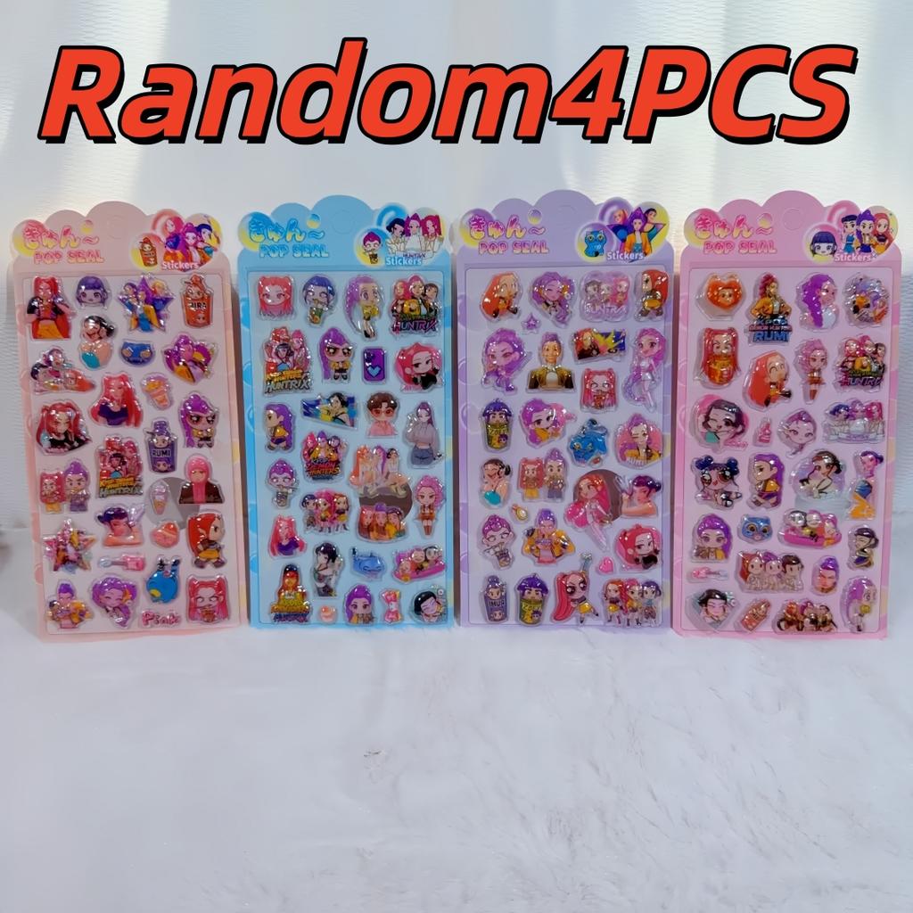 New Cute Cartoon Kpop Demon Hunter 3D Relief Stickers Kawaii Anime Bubble Decals Luggage Phone Notebook Reward Sticker Toy Gift