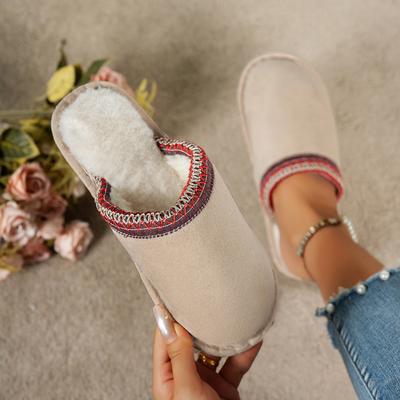 Мода Eretro Мода Пушистые Тапочки на Платформе Женские 2025 Зима Плюшевая Теплая Обувь Женская Удобные Нескользящие Домашние Тапочки Шлепанцы Женские