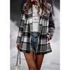 HNXC Women's Vintage Casual Plaid Print Autumn Winter Long Sleeve POLO Neck Jackets & Coats