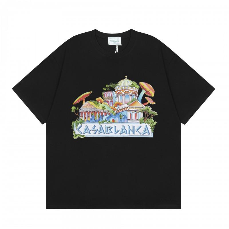 Casablanca Streetwear T-Shirt Men Women Loose Fit Short Sleeve Casual Tee High Street Style