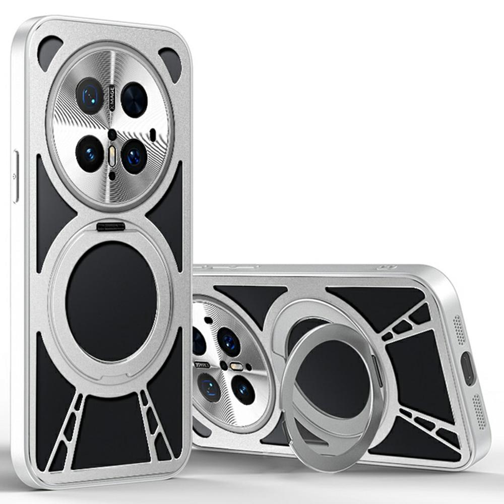 For Huawei Mate 70 Pro/Mate 70 Pro+ Case Magnetic Kickstand Hollow Heat Dissipation Silicone+PC+Metal Bumper Phone Cover