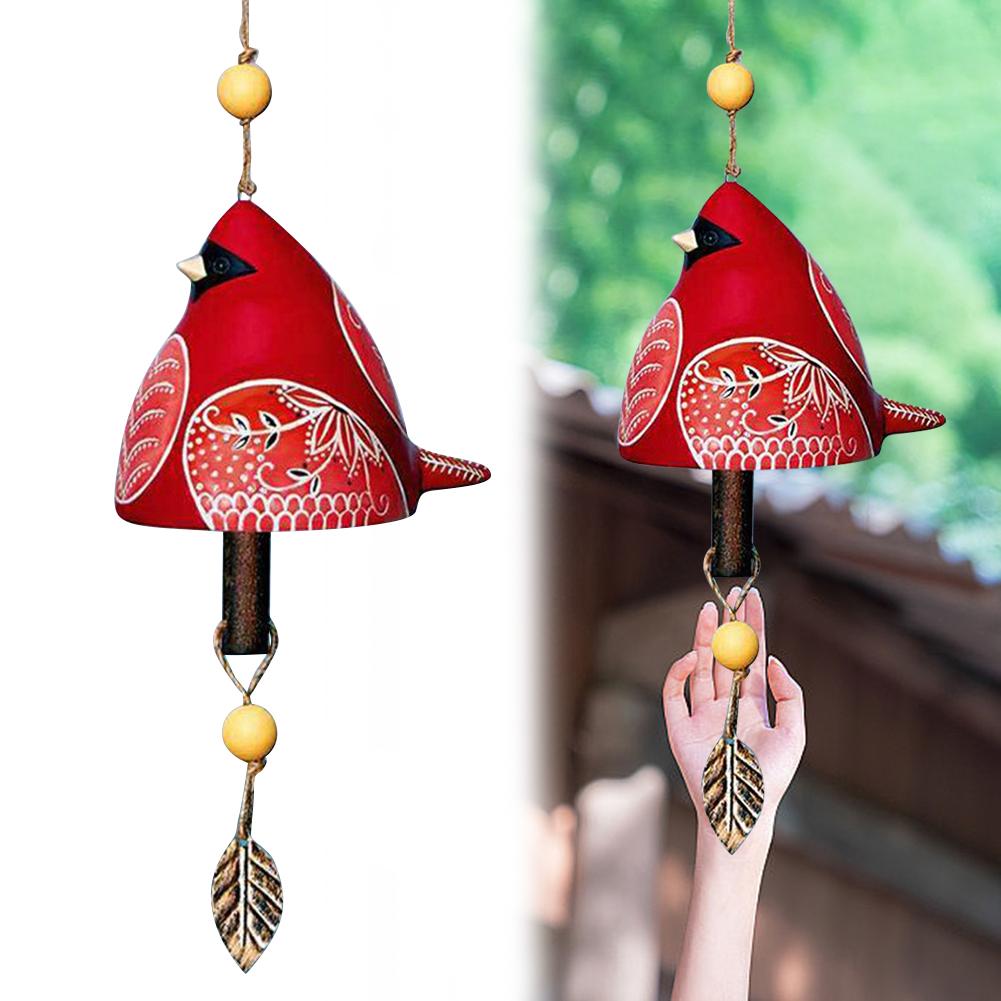 Cute Bird Song Bell Resin Wind Bell Hanging Ornaments Bird Bell Wind Chimes for Wall Window Door Housewarming Gift