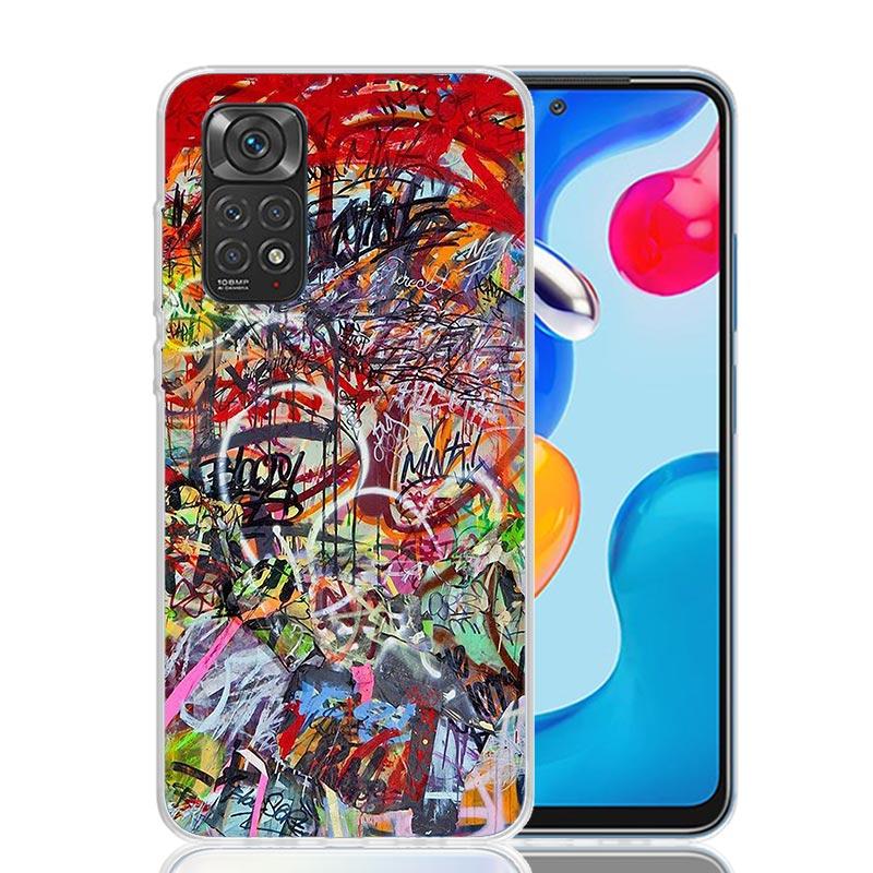 Graffiti Fashion Cool Phone Case For Xiaomi Redmi Note 15 14 13 12S 12 Pro Plus 11S 11E 11 11T 10S 10 Art Soft Pattern Cover Red