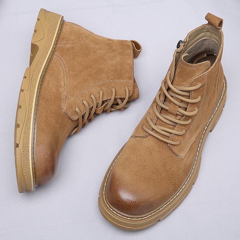 Зимние новые высококачественные уличные короткие ботинки мужские классические ботинки пустыни с круглым носком на низком каблуке модные повседневные уличные повседневные мужские туфли
