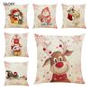 Наволочка для объятий с милым мультяшным рождественским Санта-Клаусом и лосем 45х45 см. Украшение с Рождеством. Украшение наволочки.