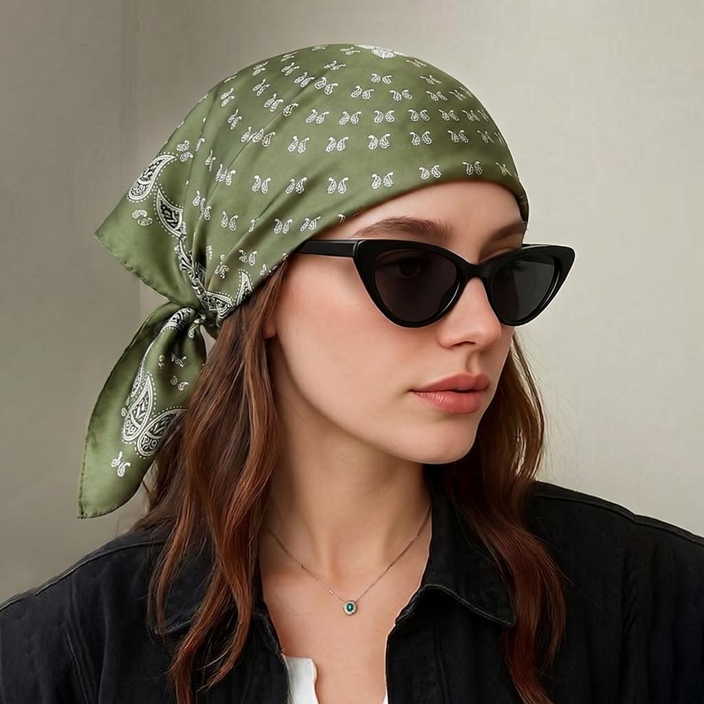 Square Scarf Female Hijab Headscarf Bandana Handkerchief Silk Scarves Woman Luxury Windproof Turban Headband Retro Bohemian