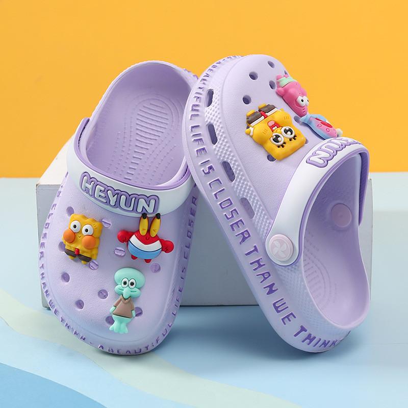 Стильные и дышащие детские летние сандалии-шлепанцы из ЭВА с мультяшным дизайном, доступны в нескольких цветах